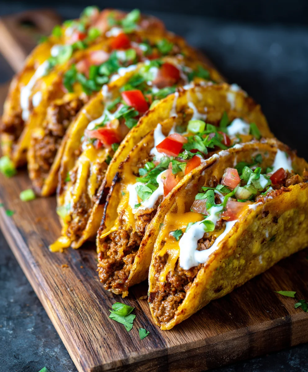 Oven-Baked Cheesy Beef Tacos Crispy Loaded