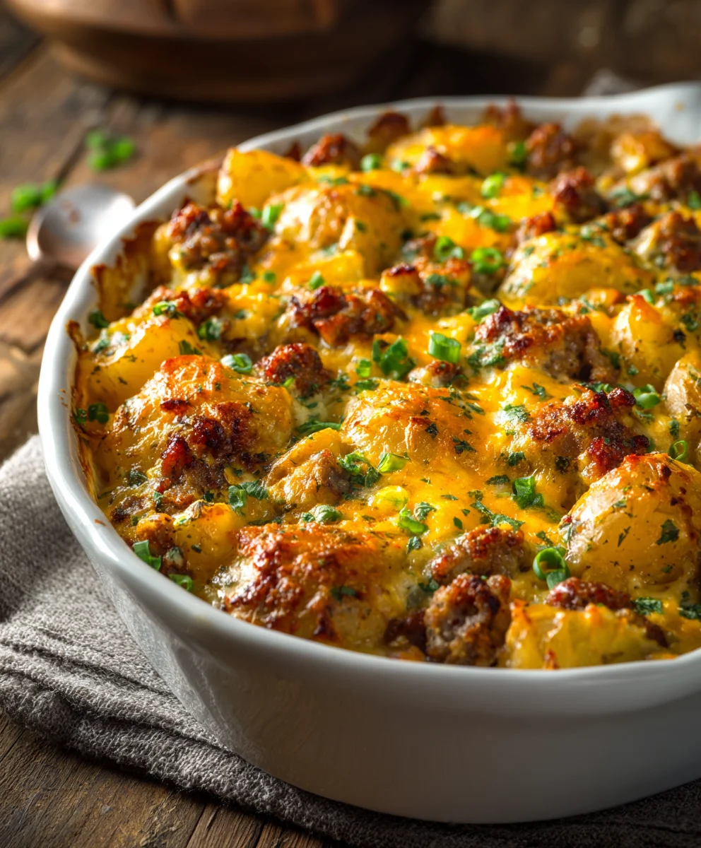 Cheesy Ranch Beef Sausage Potatoes Bake
