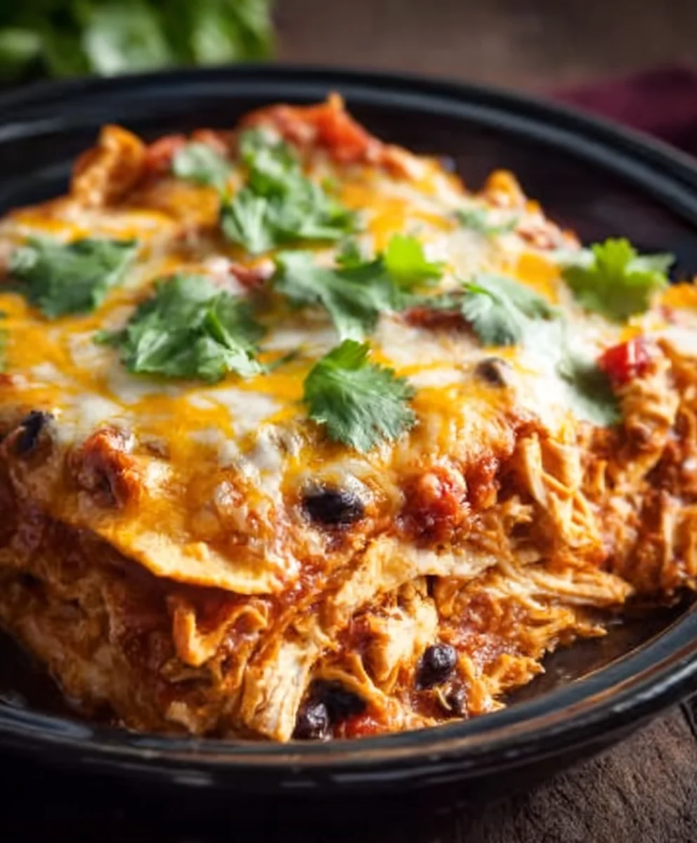 Easy Crockpot Beef Enchilada Casserole Recipe