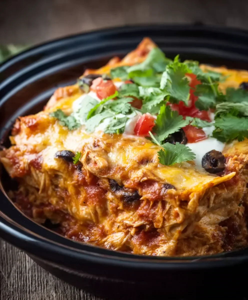 Easy Crockpot Beef Enchilada Casserole Recipe