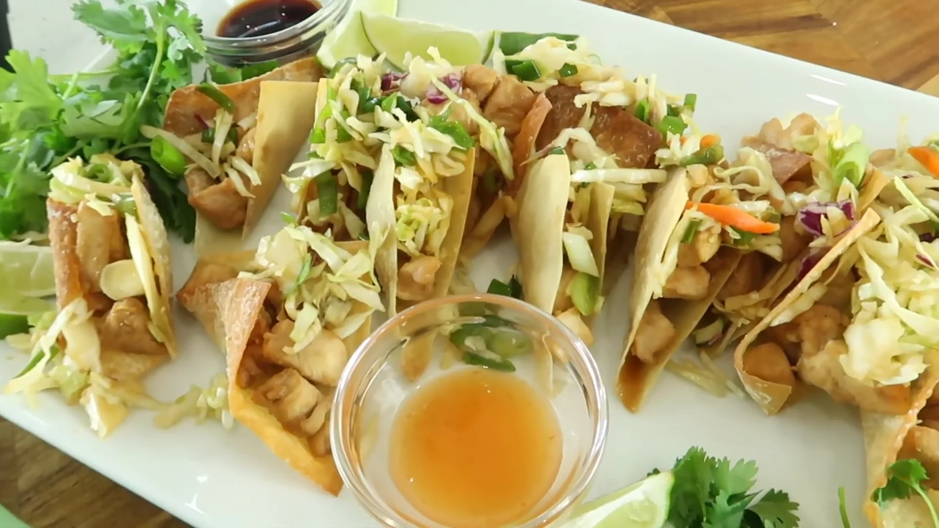 Crispy Chicken Wonton Tacos - Easy Recipe