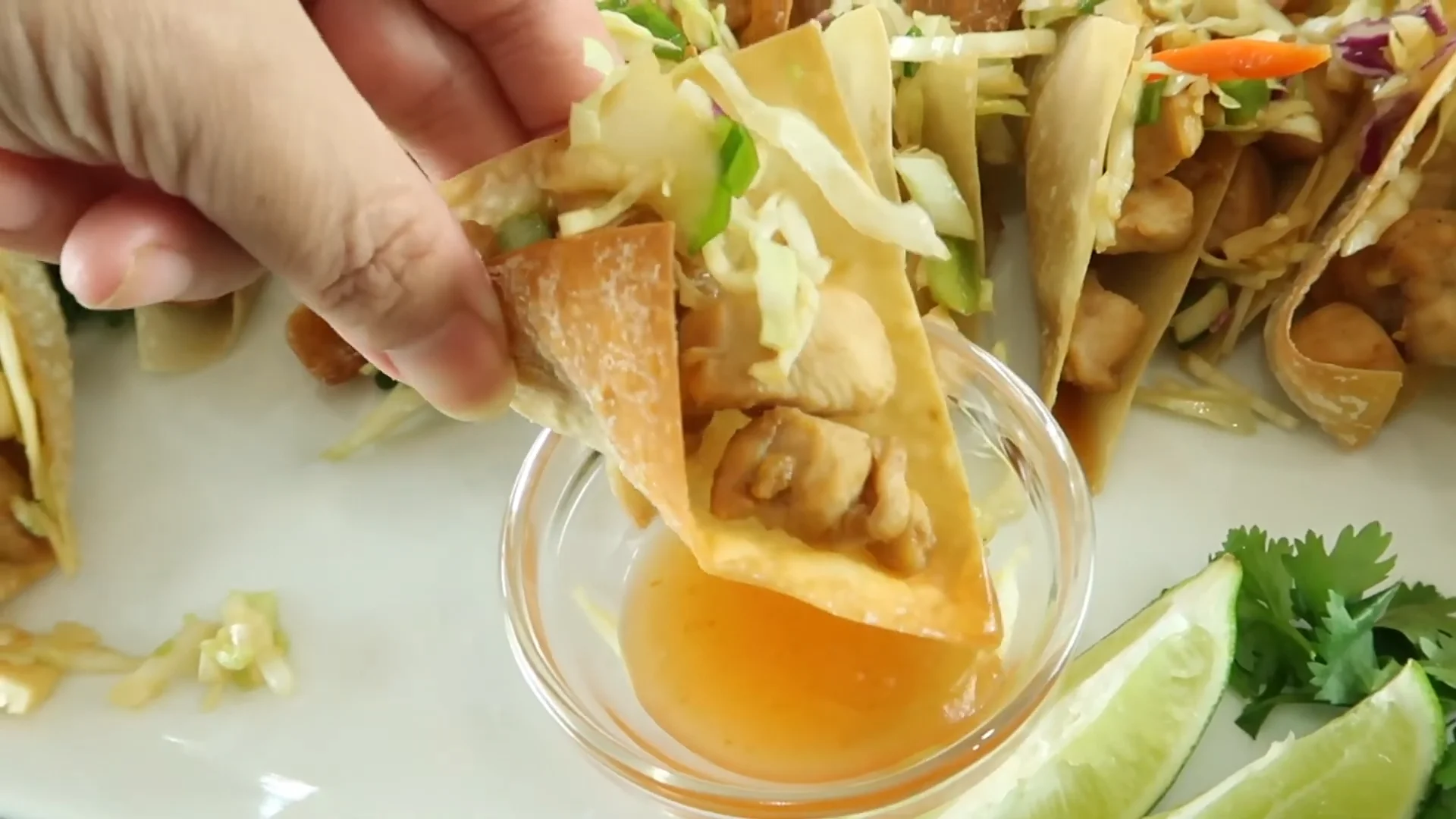 Crispy Chicken Wonton Tacos - Easy Recipe