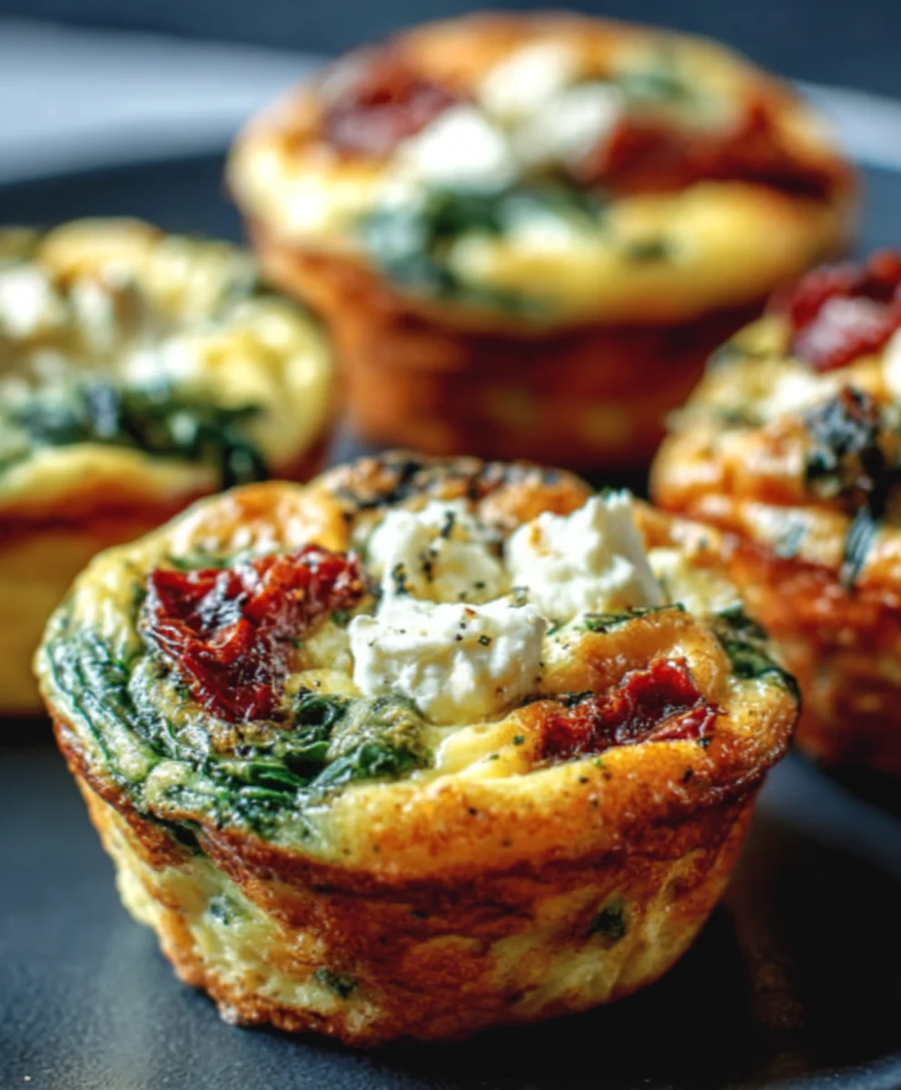 Spinach Feta Sun-Dried Tomato Egg Muffins-Easy & Delicious