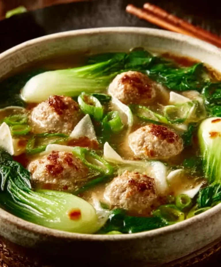 Gin Extract-Extract Beef Meatball Soup Bok Choy Wontons