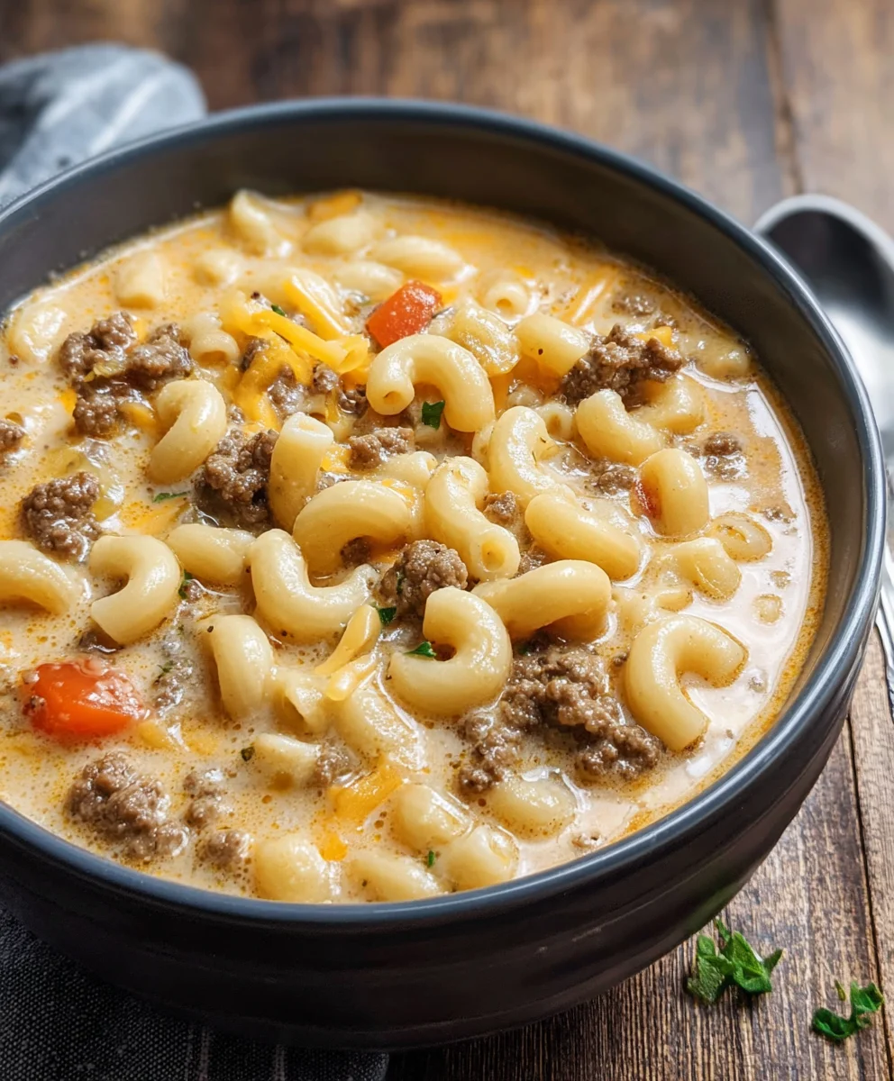 Cheeseburger Macaroni Soup - Creamy Comfort