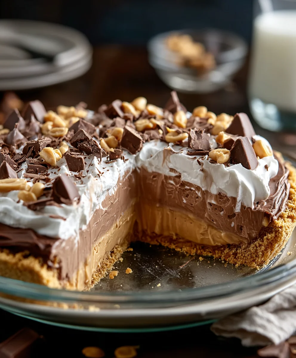 No-Bake Peanut Butter Cream Cheese Pie-Chocolate Cream