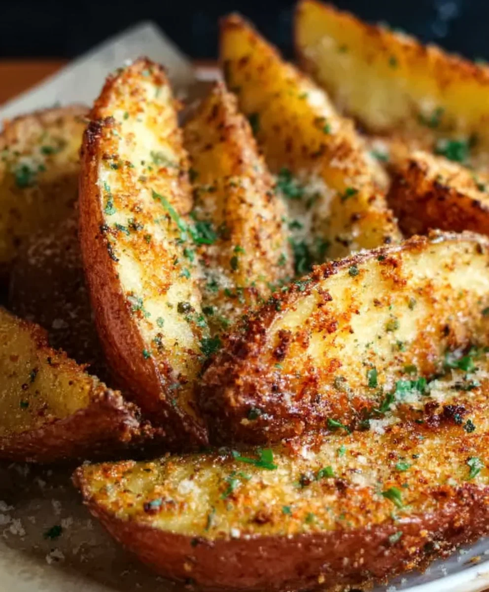 Garlic Parmesan Potato Wedges-Crispy Baked Delight