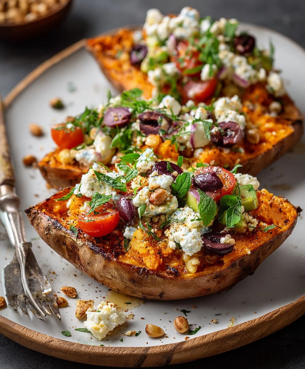 Mediterranean Stuffed Sweet Potatoes - Healthy & Flavorful