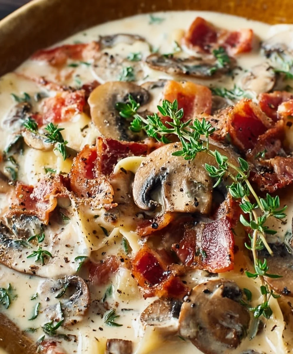 Creamy Beef Beef Bacon Mushroom Thyme Sauce