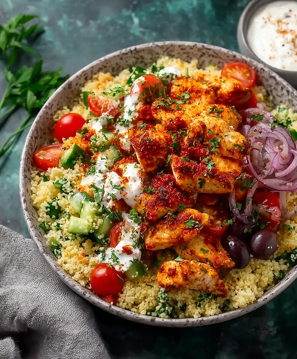 Mediterranean Chicken Couscous Bowl-Easy & Flavorful